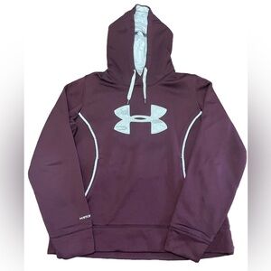 Under Armour Women's LARGE Burgundy & Camo Hoodie UA Cold Gear Loose Fit Pockets